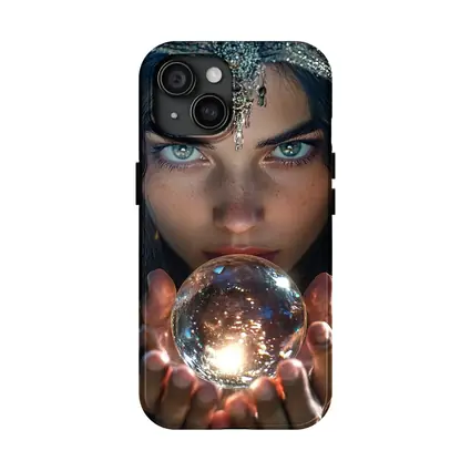 Mystic Woman Holding Glowing Crystal Ball