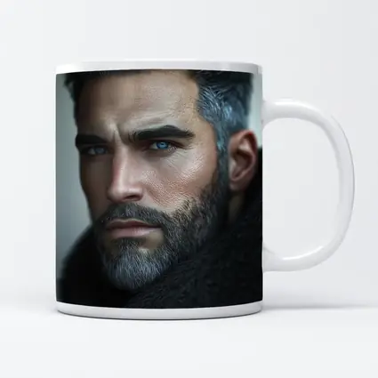 Silver Haired Man Blue Eyes Dark Portrait
