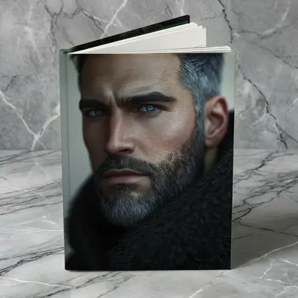 Silver Haired Man Blue Eyes Dark Portrait
