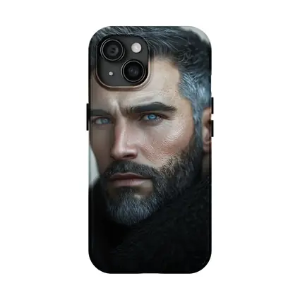 Silver Haired Man Blue Eyes Dark Portrait