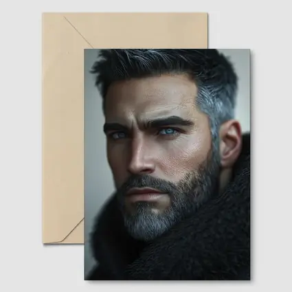 Silver Haired Man Blue Eyes Dark Portrait
