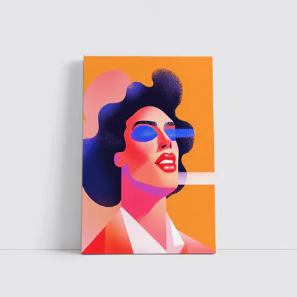 Bold Woman Portrait Geometric Pop Art Orange