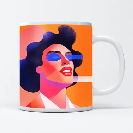 Bold Woman Portrait Geometric Pop Art Orange
