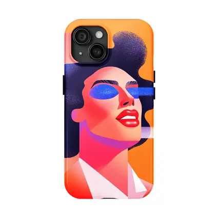Bold Woman Portrait Geometric Pop Art Orange