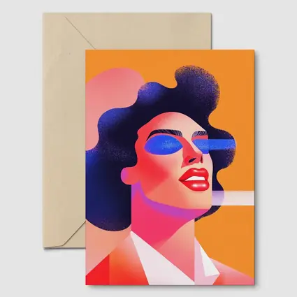 Bold Woman Portrait Geometric Pop Art Orange