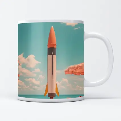 Retro Rocket On Sunny Beach Summer