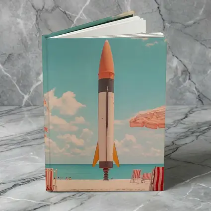 Retro Rocket On Sunny Beach Summer