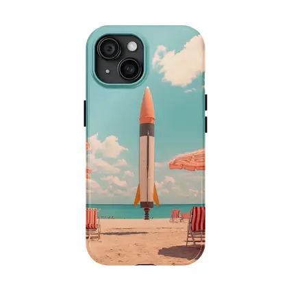 Retro Rocket On Sunny Beach Summer