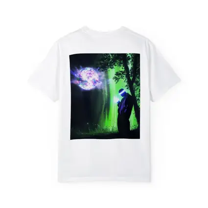 Cyberpunk Wizard Glowing Orb Dark Forest