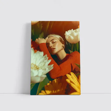 Woman Surrounded By White Yellow Flowers