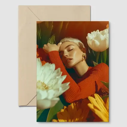 Woman Surrounded By White Yellow Flowers