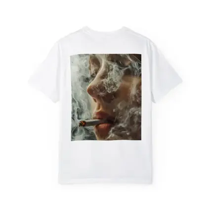 Woman Smoking Cigarette Surrounded by Smoke