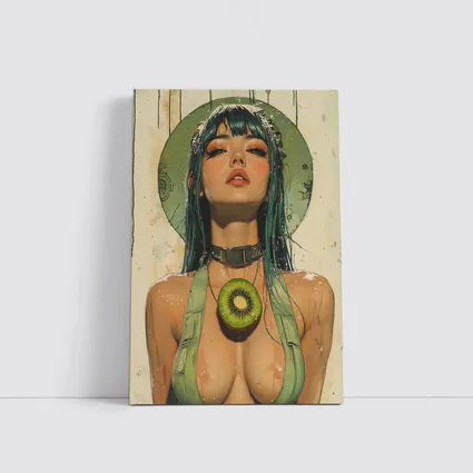 Anime Girl Teal Hair Kiwi Pop Art