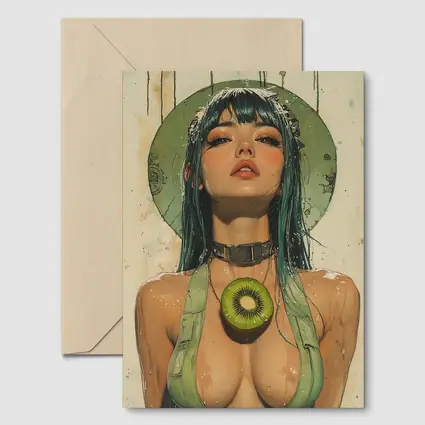 Anime Girl Teal Hair Kiwi Pop Art