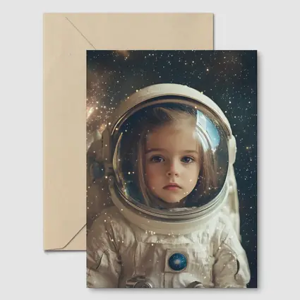 Little Girl Astronaut Stars Galaxy Portrait