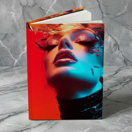 Woman Underwater Red Blue Neon Fashion