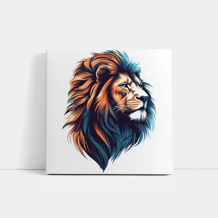 Colorful Lion Head Portrait Illustration White Background