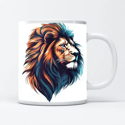 Colorful Lion Head Portrait Illustration White Background