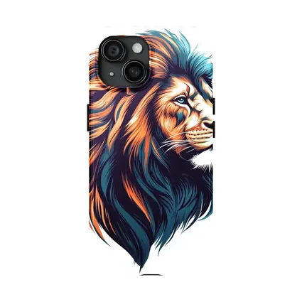 Colorful Lion Head Portrait Illustration White Background