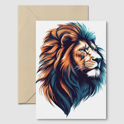 Colorful Lion Head Portrait Illustration White Background