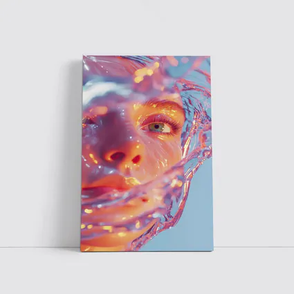 Surreal Female Face Wrapped In Glass