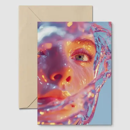 Surreal Female Face Wrapped In Glass