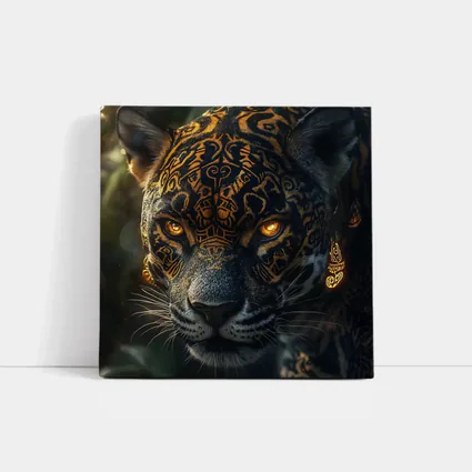 Black Jaguar Gold Tribal Markings Jungle