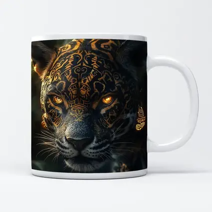 Black Jaguar Gold Tribal Markings Jungle