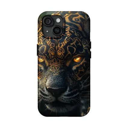 Black Jaguar Gold Tribal Markings Jungle