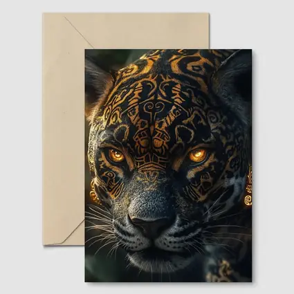 Black Jaguar Gold Tribal Markings Jungle