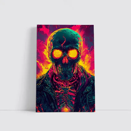 Glowing Skull Neon Fire Dark Art