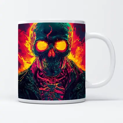 Glowing Skull Neon Fire Dark Art