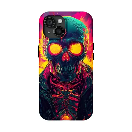 Glowing Skull Neon Fire Dark Art