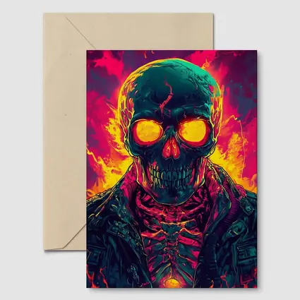 Glowing Skull Neon Fire Dark Art