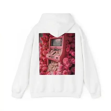 Pink ATM Machine Overflowing With Cash Roses