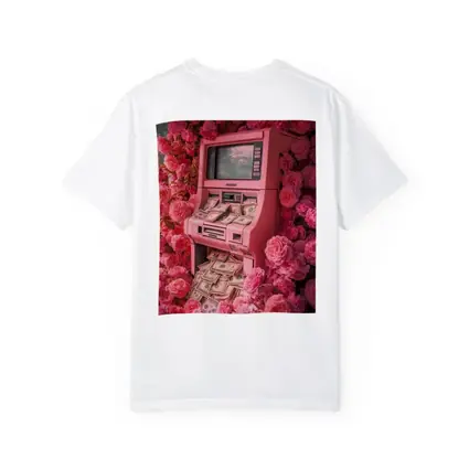 Pink ATM Machine Overflowing With Cash Roses