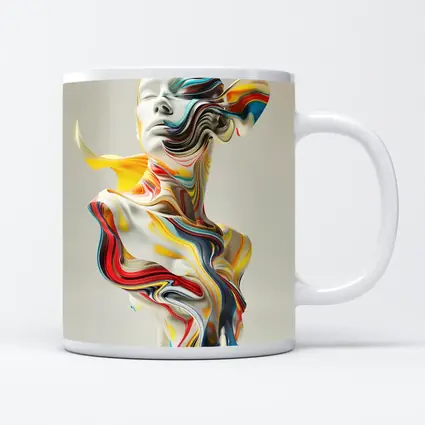 Abstract Colorful Swirling Human Bust Sculpture
