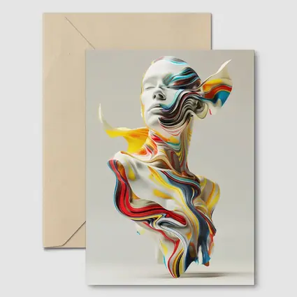 Abstract Colorful Swirling Human Bust Sculpture