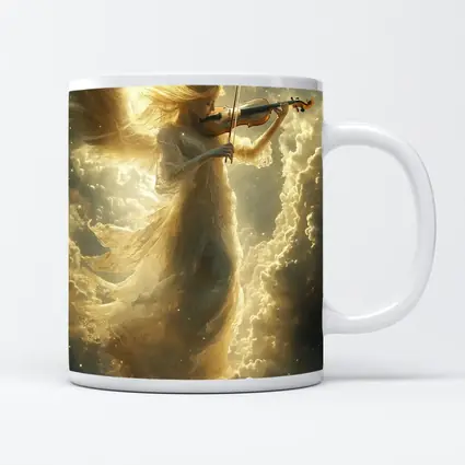 Angel Playing Violin Among Golden Clouds