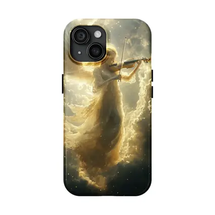Angel Playing Violin Among Golden Clouds