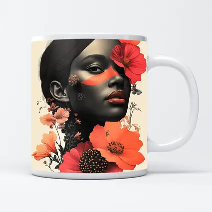 Black Woman Portrait Floral Collage Art