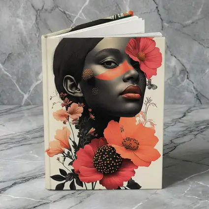 Black Woman Portrait Floral Collage Art