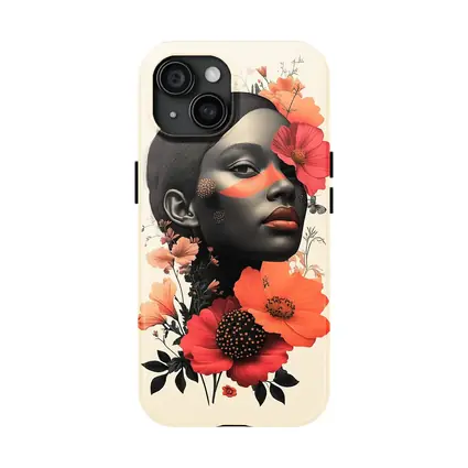 Black Woman Portrait Floral Collage Art