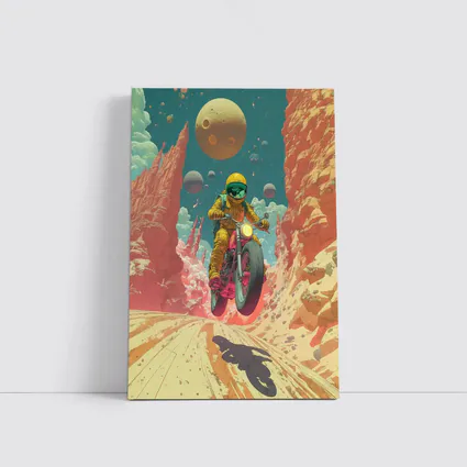 Astronaut Riding Motorcycle Alien Desert Space