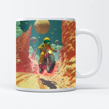 Astronaut Riding Motorcycle Alien Desert Space