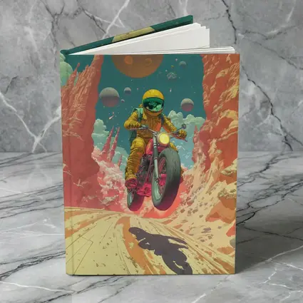 Astronaut Riding Motorcycle Alien Desert Space