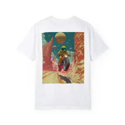 Astronaut Riding Motorcycle Alien Desert Space