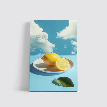 Fresh Lemons On Plate Blue Sky