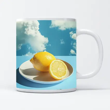 Fresh Lemons On Plate Blue Sky