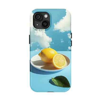 Fresh Lemons On Plate Blue Sky